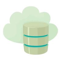 Big cloud database icon, cartoon style vector