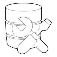 Repairing database icon, outline style vector