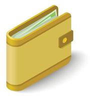 Wallet icon, isometric style vector
