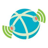 Globe database icon, cartoon style vector