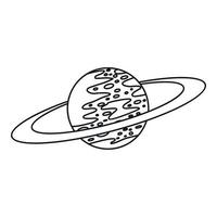 Saturn icon, outline style vector