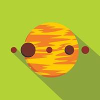 Planet and moons icon, flat style vector