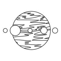 Planet and moons icon, outline style vector