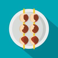 Asian shashlik icon, flat style vector