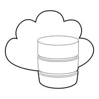 Big cloud database icon, outline style vector