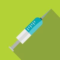 Medical syringe icon, flat style vector