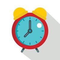 Red alarm clock icon, flat style vector