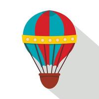 Red and blue hot air striped balloon icon vector