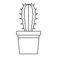 cactaceae cactus en un icono de maceta, estilo de contorno vector