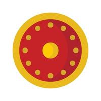 Round military shield icon, flat style vector