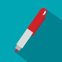 Red marker pen icon, flat style vector