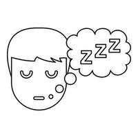 Sleeping boy icon, outline style vector