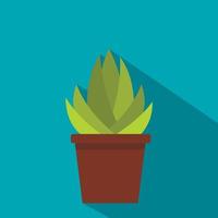 Succulent in flower pot icon, flat style vector