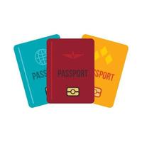 icono de pasaportes, estilo plano vector