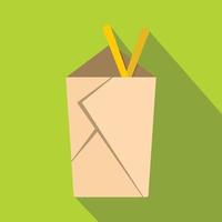 Chinese take out box with chopsticks inside icon vector