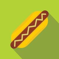 Hot dog with mustard icon, flat style