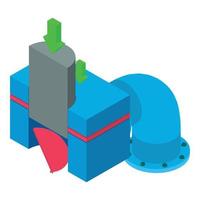 Manufacturing process icon isometric vector. Blanking machine semicircular pipe vector