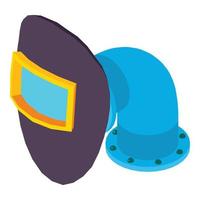 Metallurgist tool icon isometric vector. Protective welding mask pipe part icon vector