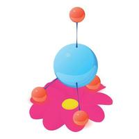 Pink flower icon isometric vector. Bloomed bright flower multicolored molecule vector