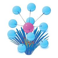 Variegated flower icon isometric vector. Bloomed blue flower and molecule icon vector