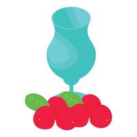 Cranberry drink icon isometric vector. Decorative glass goblet and red cranberry vector