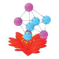 Red flower icon isometric vector. Bloomed scarlet flower multicolored molecule vector