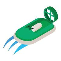 Hover craft icon isometric vector. New modern green hovercraft on water icon vector