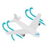 Transport aircraft icon isometric vector. Modern jet airliner flying in air flow vector