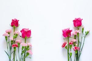 Colorful flowers on white background for anniversary or Valentine day concept. photo