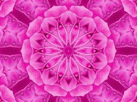 Magenta floral kaleidoscope pattern. Pink flower abstract unique and aesthetic background photo