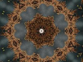 Black abstract kaleidoscope background with leaves ornament for christmas vibes pattern photo