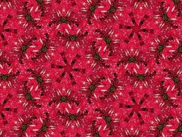 Red floral kaleidoscope background abstract unique and symmetric pattern for christmas vibes photo
