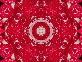 Red floral kaleidoscope background abstract unique and symmetric pattern for christmas vibes photo