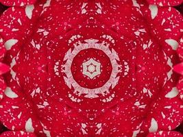 Red floral kaleidoscope background abstract unique and symmetric pattern for christmas vibes photo