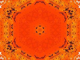 Colorful red fire kaleidoscope background abstract flower and symmetric pattern photo