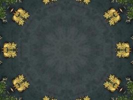 Black abstract kaleidoscope background with leaves ornament for christmas vibes pattern photo