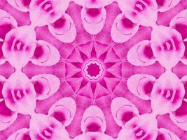 Magenta floral kaleidoscope pattern. Pink flower abstract unique and aesthetic background photo