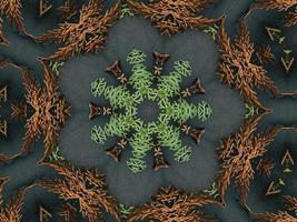 Black abstract kaleidoscope background with leaves ornament for christmas vibes pattern photo