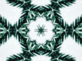 Blurry green leaves kaleidoscope background abstract flower and symmetric pattern for christmas vibes photo