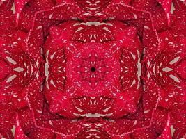 Red floral kaleidoscope background abstract unique and symmetric pattern for christmas vibes photo