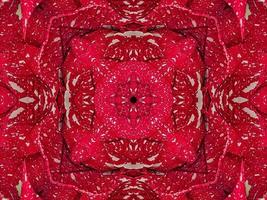 Red floral kaleidoscope background abstract unique and symmetric pattern for christmas vibes photo