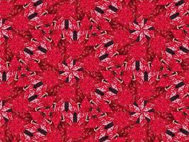 Red floral kaleidoscope background abstract unique and symmetric pattern for christmas vibes photo