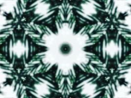 Blurry green leaves kaleidoscope background abstract flower and symmetric pattern for christmas vibes photo