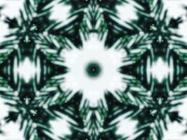 Blurry green leaves kaleidoscope background abstract flower and symmetric pattern for christmas vibes photo