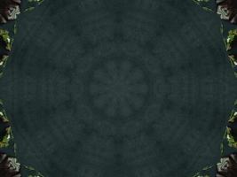 Black abstract kaleidoscope background with leaves ornament for christmas vibes pattern photo