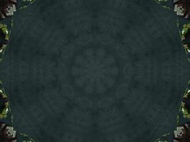 Black abstract kaleidoscope background with leaves ornament for christmas vibes pattern photo