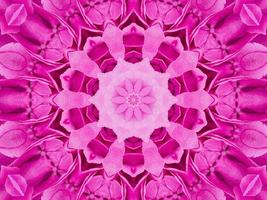 Magenta floral kaleidoscope pattern. Pink flower abstract unique and aesthetic background photo