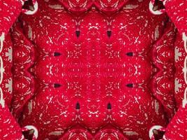 Red floral kaleidoscope background abstract unique and symmetric pattern for christmas vibes photo