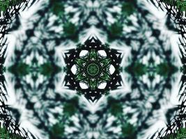Blurry green leaves kaleidoscope background abstract flower and symmetric pattern for christmas vibes photo