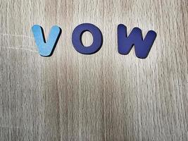 The arrangement of blue letters that read VOW photo